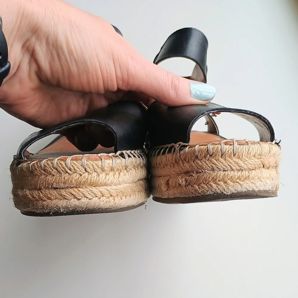 Women's Sarto By Franco Sarto Black Sierra Platform Wedge Espadrille Sandals 5M - Picture 5 of 12